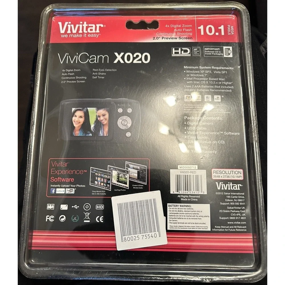 Vivitar ViviCam X020 10.1MP‎ Digital Camera - Burgundy